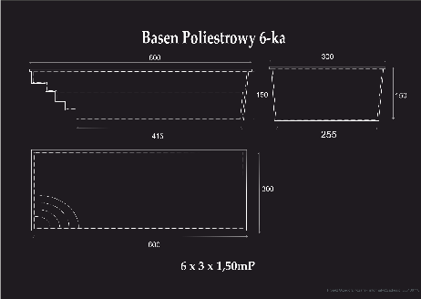 Rysunek techniczny basenu kąpielowego 6m